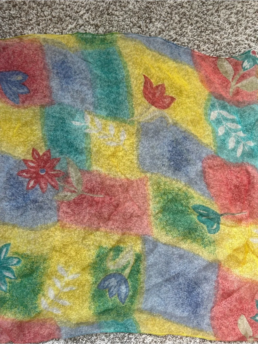 Colorful Patchwork Floral Scarf - Multicolor